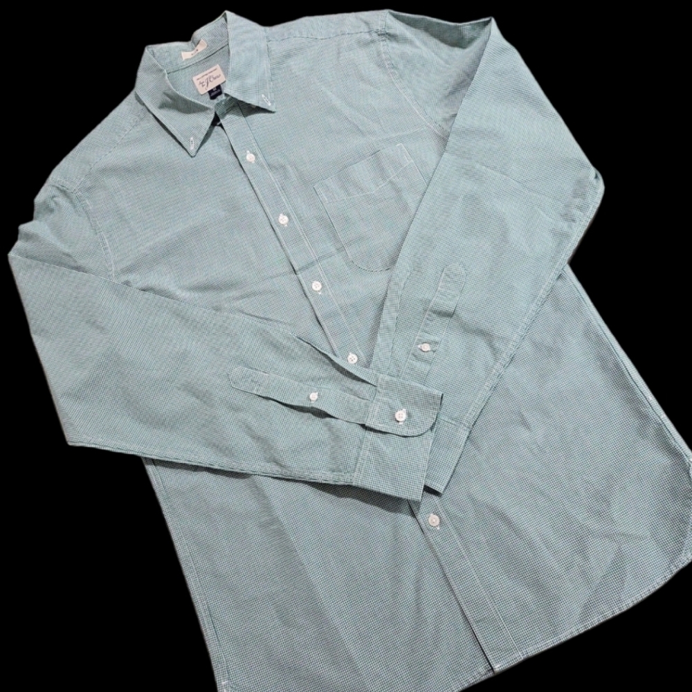 J crew slim fit size m green check